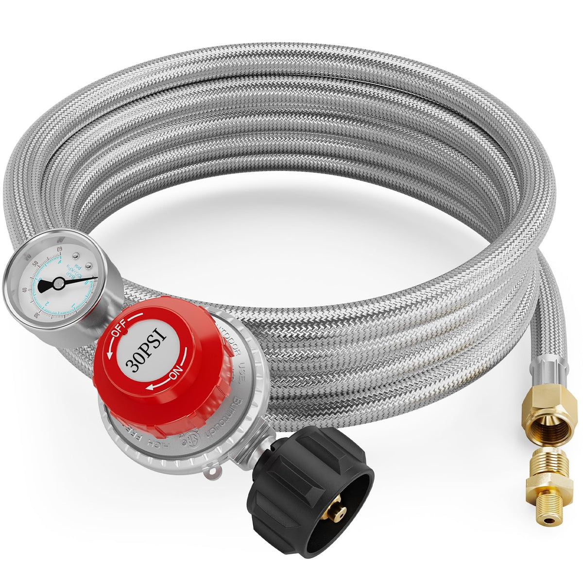 NUPICK propane regulator with 12ft hose for flexible grill setup