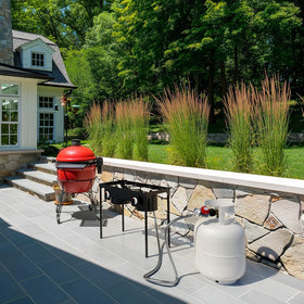 NUPICK setup with turkey fryer showing controlled flame and hose length