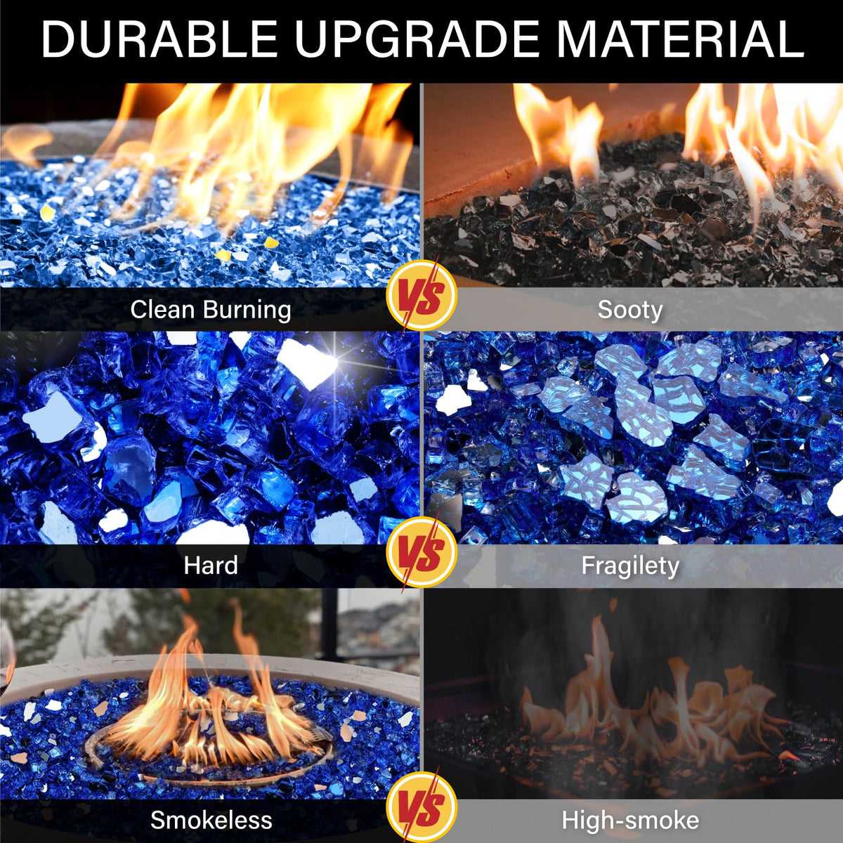 NUPICK reflective blue fire glass delivers brighter flame effects for landscapes