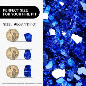 NUPICK tempered blue fire pit glass 1 2 inch adds durable shimmer