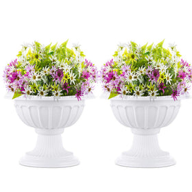 NUPTIO classic urn planter in white for front porch display, ideal for entryway greenery.