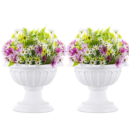 NUPTIO classic urn planter in white for front porch display, ideal for entryway greenery.