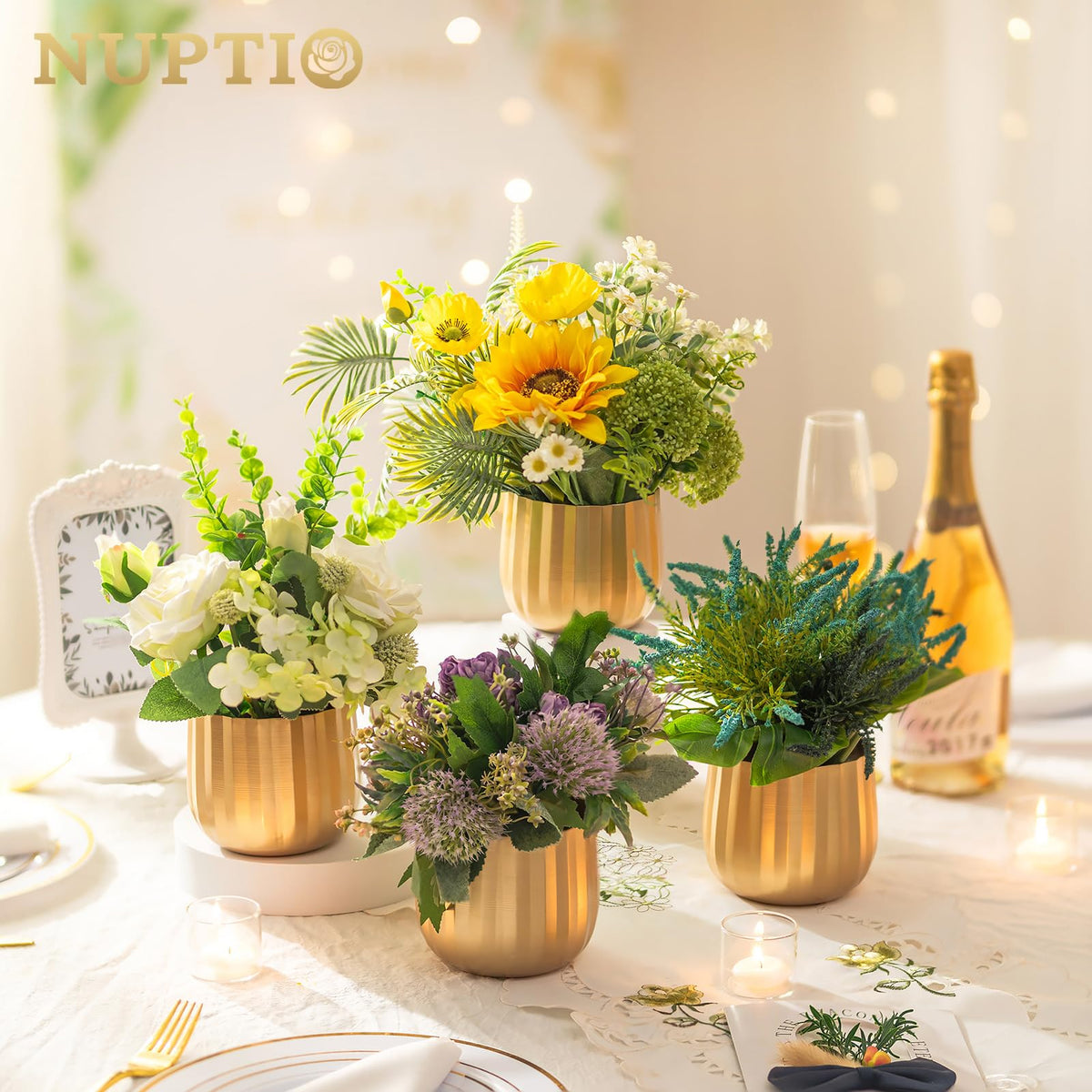 NUPTIO gold-compote-bowl drainage-hole supports healthy plant care and drainage.