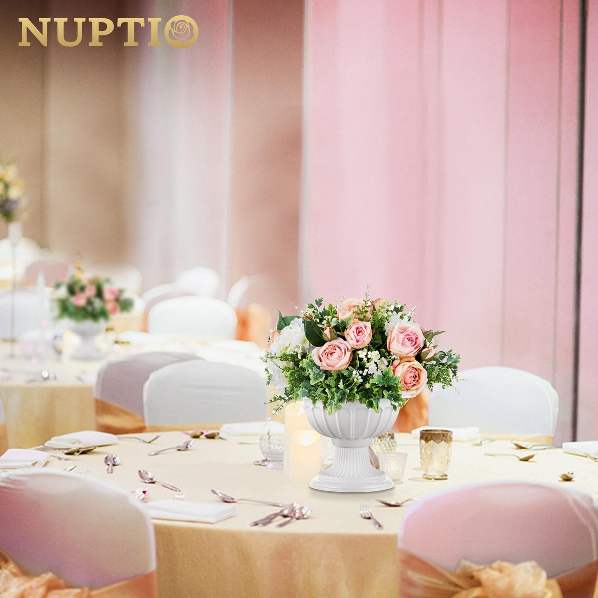 NUPTIO outdoor urn made of durable PP plastic withstands weather.