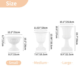 NUPTIO white pedestal urn enhances garden or balcony decor.
