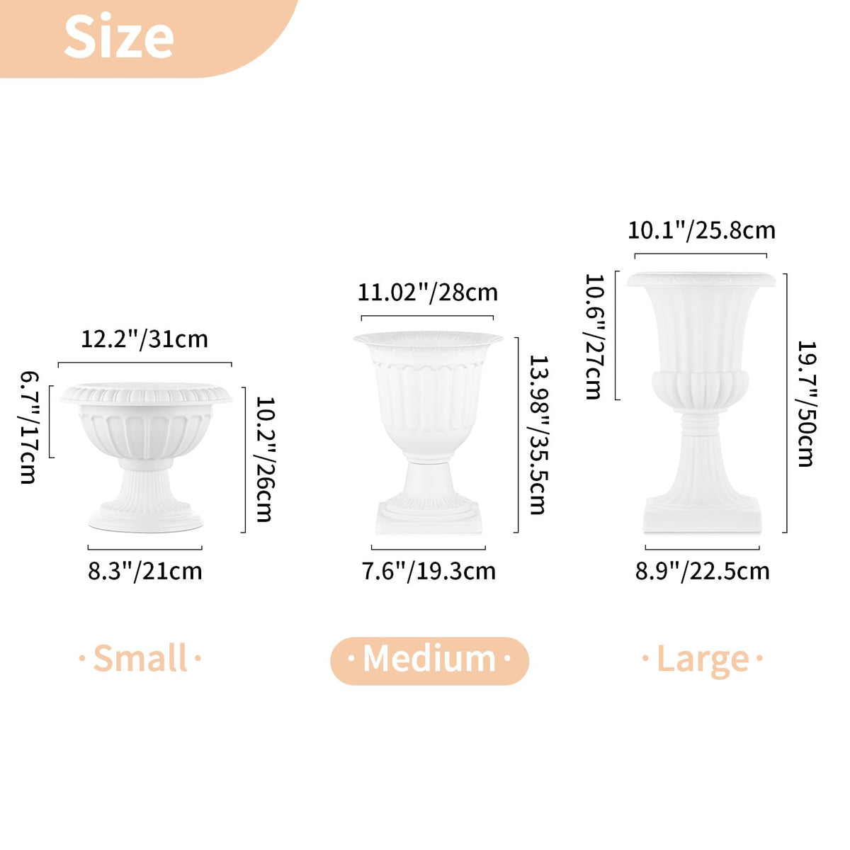 NUPTIO urn planter square base 7.6 inches provides stable foundation