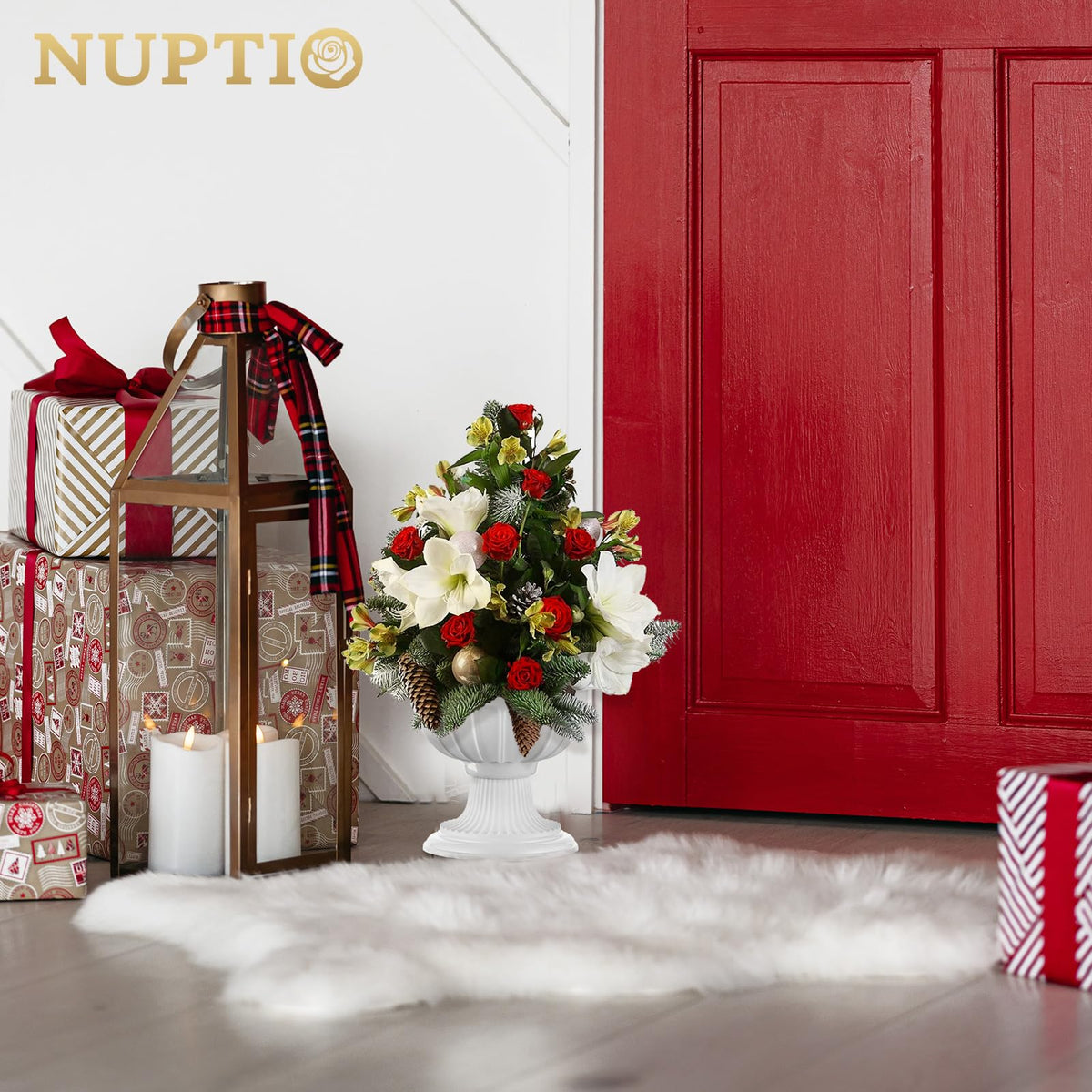 NUPTIO two-piece urn planter with simple assembly.