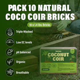 Expanded NURTARA coir bricks create low-EC substrate for roots.