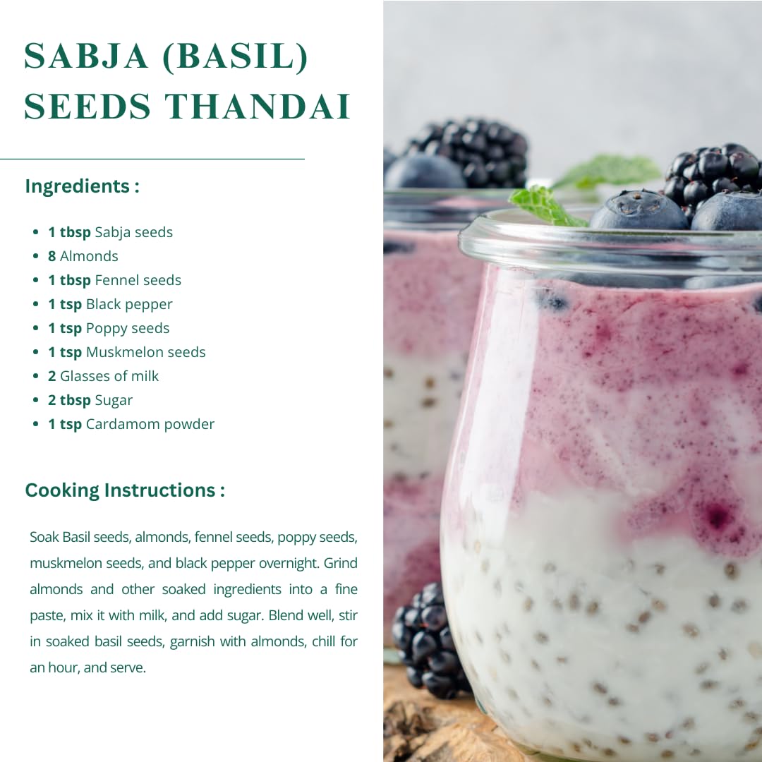 Nutriwish Basil Seeds in smoothie glass provides fiber-rich boost.