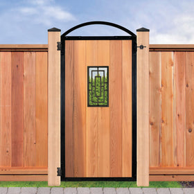 Nuvo Iron decorative insert installed on a fence panel with durable aluminum build