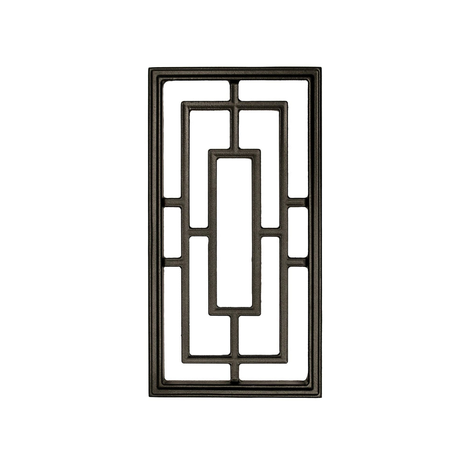 Nuvo Iron decorative insert on a gate with satin black finish for curb appeal