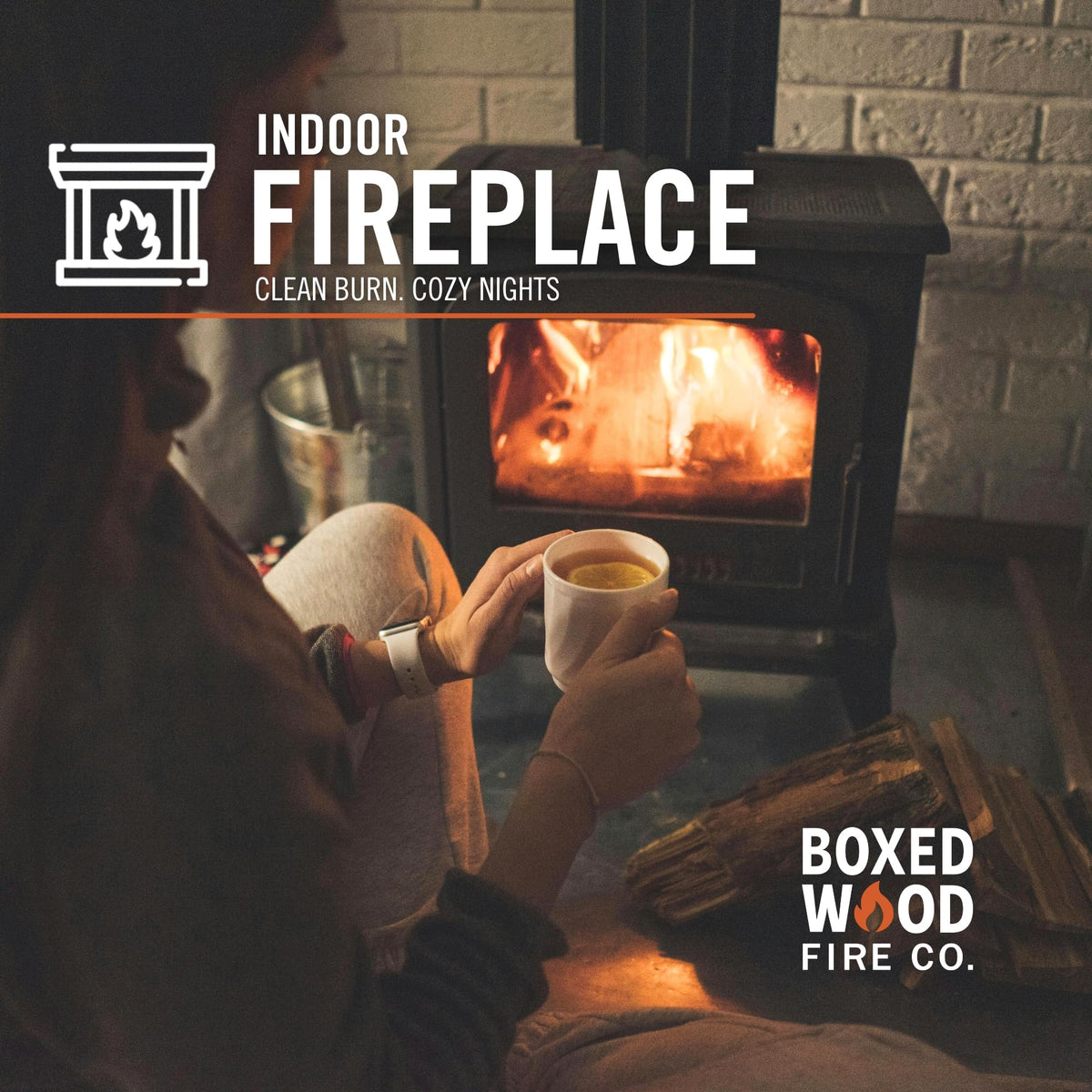 Close-up of Nuvo Iron Pinon-Juniper aroma enhancing the fire's ambience.