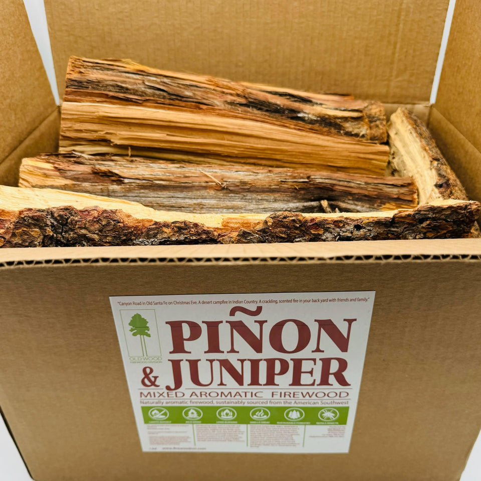 Nuvo Iron Pinon-Juniper firewood logs measuring 8–14 inches for steady indoor or outdoor fires.