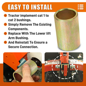 Bushing dimensions: outer 1-1-8, inner 7-8, length 1-3-4 for precise fit