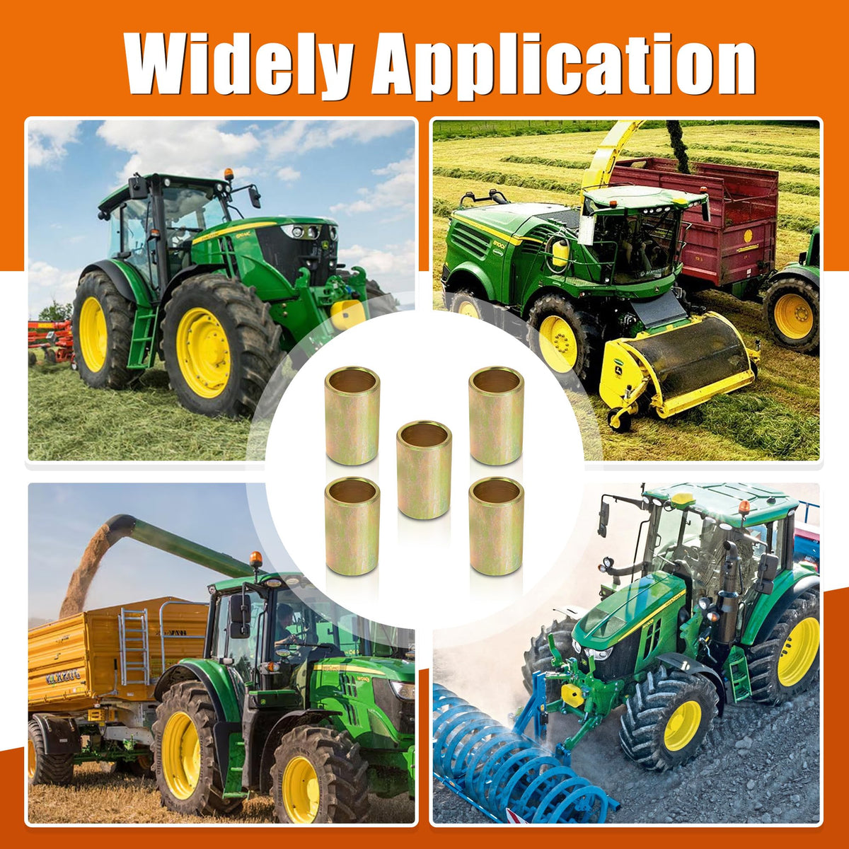 Bushing mounted on a tractor demonstrating a tighter hitch connection
