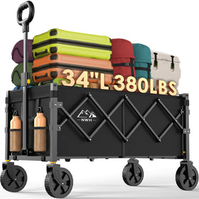 NWH 34 inch wagon side view showing rugged frame for heavy outdoor transport
