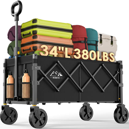 NWH 34 inch wagon side view showing rugged frame for heavy outdoor transport