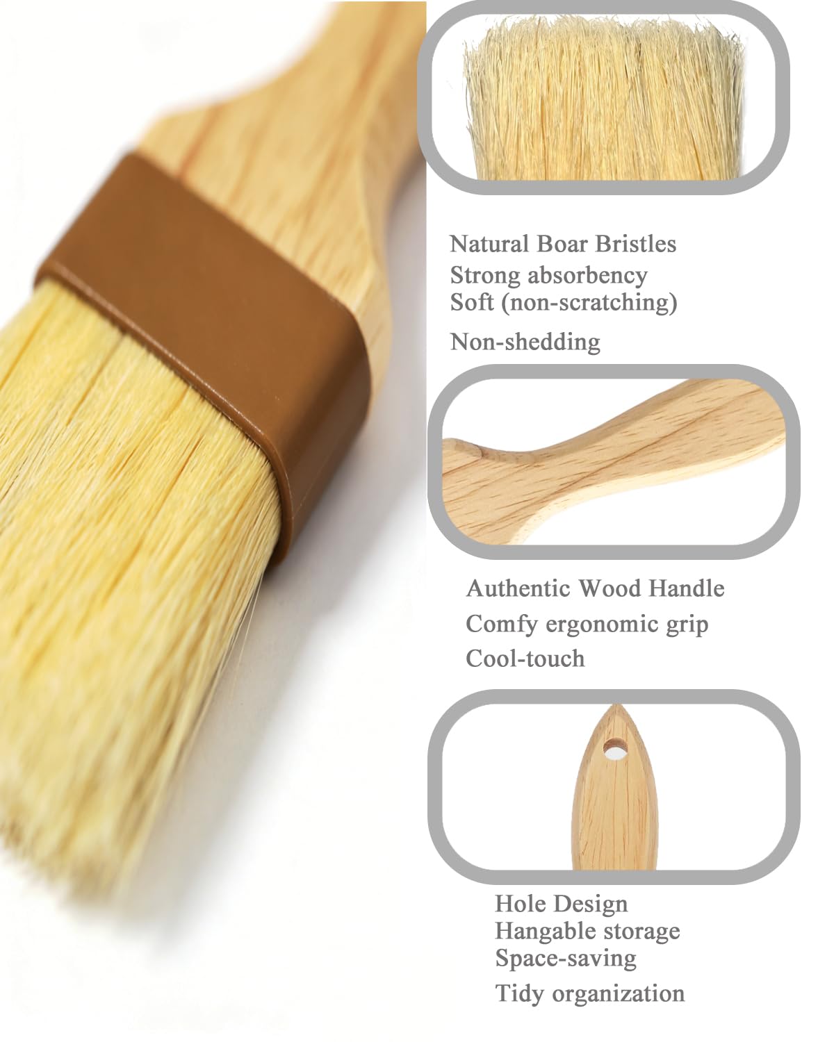 NXRACSH Pastry Basting Brush 1.5In covers large areas for roasting and glazing.