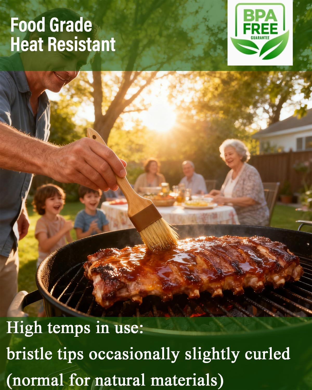 NXRACSH Pastry Basting Brush wooden handle emphasizes ergonomic comfort.