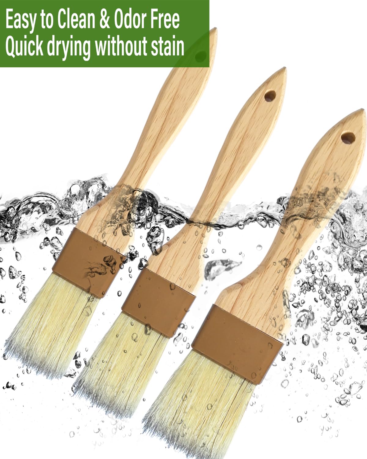 NXRACSH 3-pack pastry brushes for versatile butter, oil, and glaze tasks