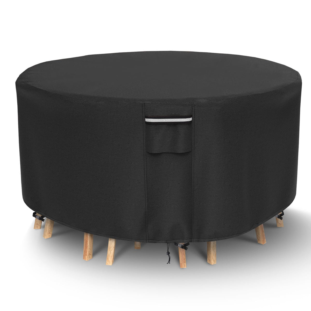 NYFITY round patio cover 62dia-28h waterproof protection for outdoor dining set.