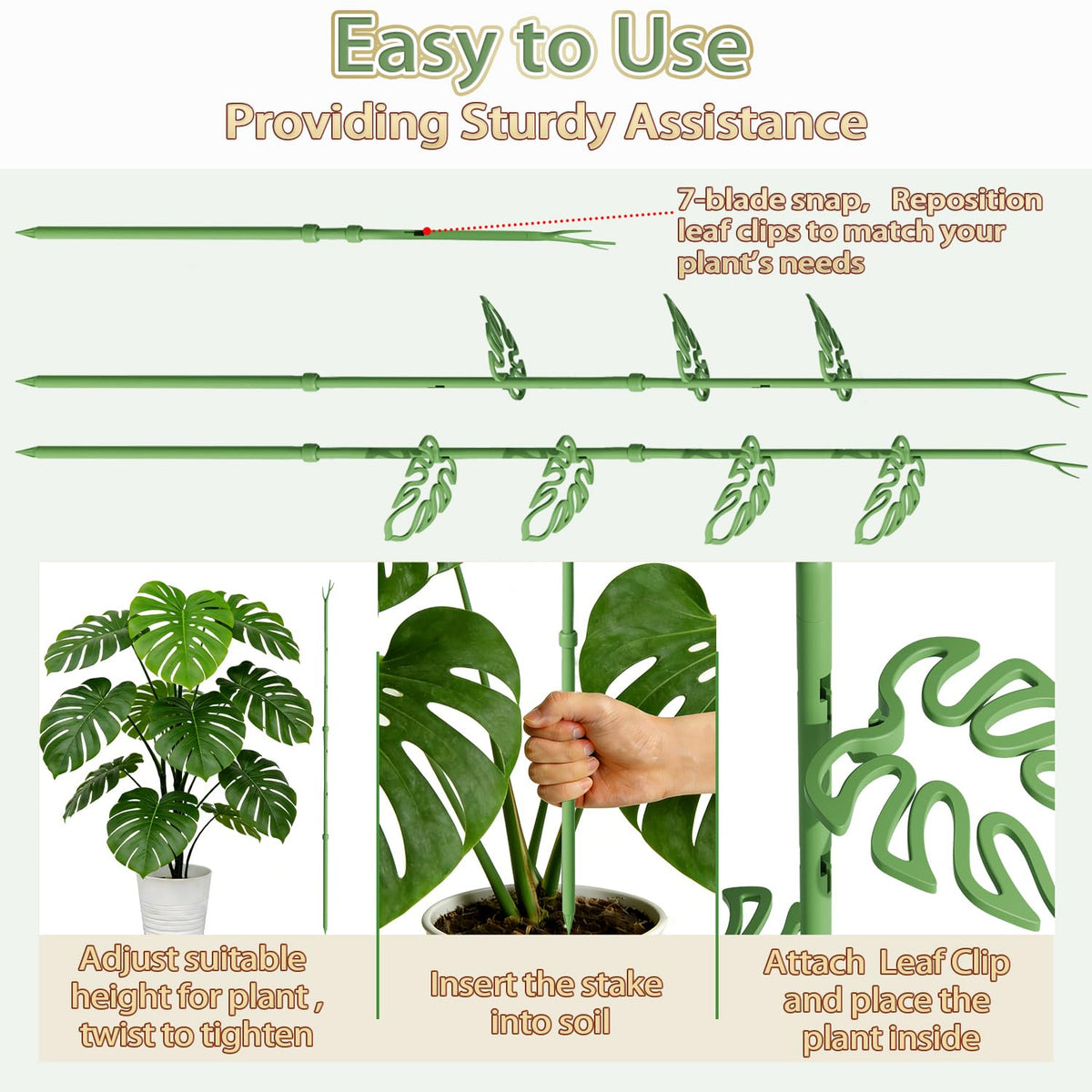 Nyobely twist-to-tighten mechanism secures the stake firmly in soil for stability.