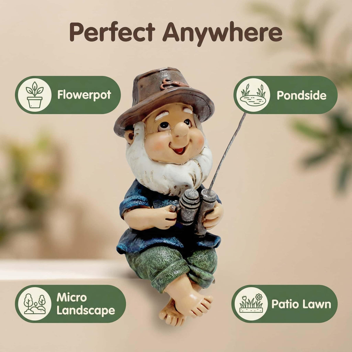 NYSCURE tiny landscape statue of a fisherboy, perfect for micro landscapes.
