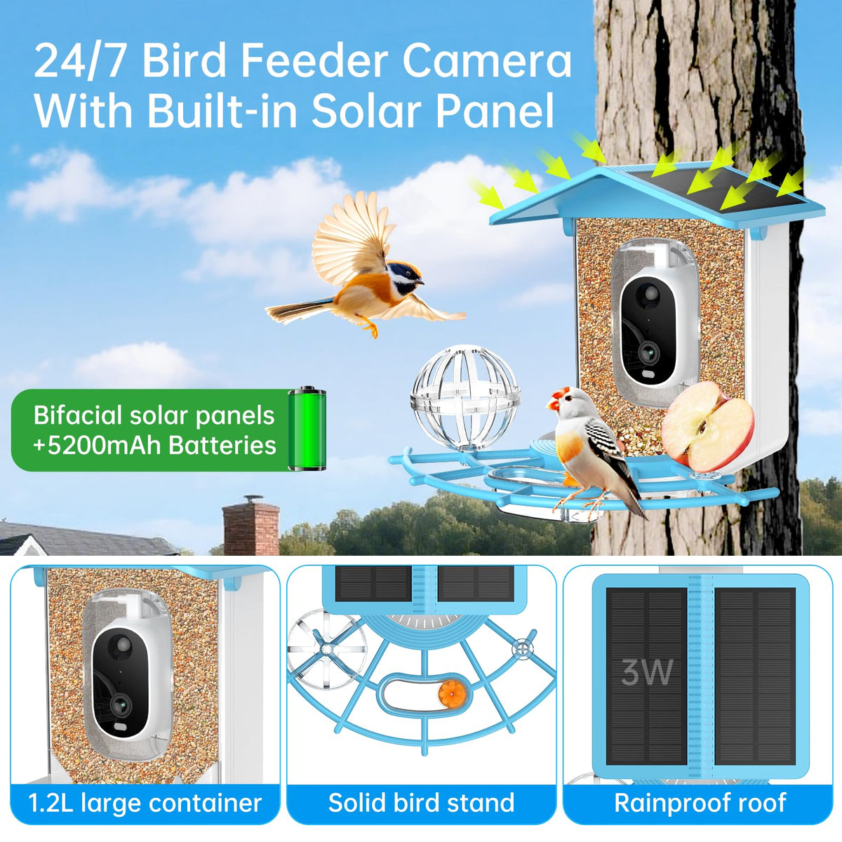 NyteElf Bird Feeder DIY tray adjustable attracts diverse species