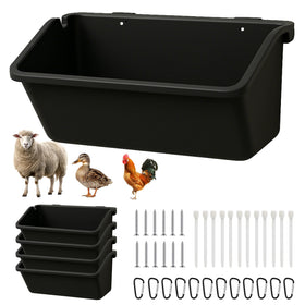 NZJWZS hanging goat feeder front view shows sturdy 5qt capacity for open access feeding.