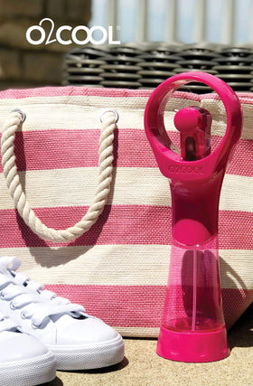 O2COOL battery-powered compact fan designed for travel