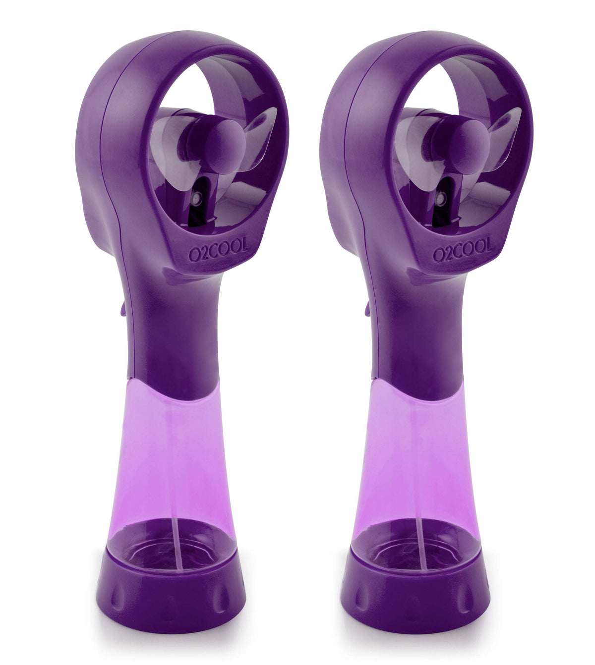 O2COOL Elite handheld water misting fan in purple for on-the-go cooling.