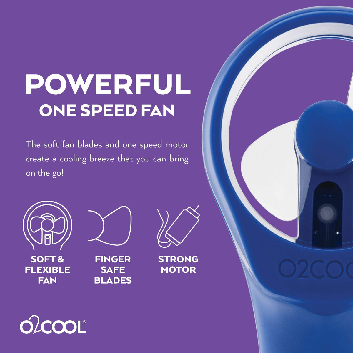 Camping setup featuring the O2COOL Elite blue misting fans for outdoor comfort.