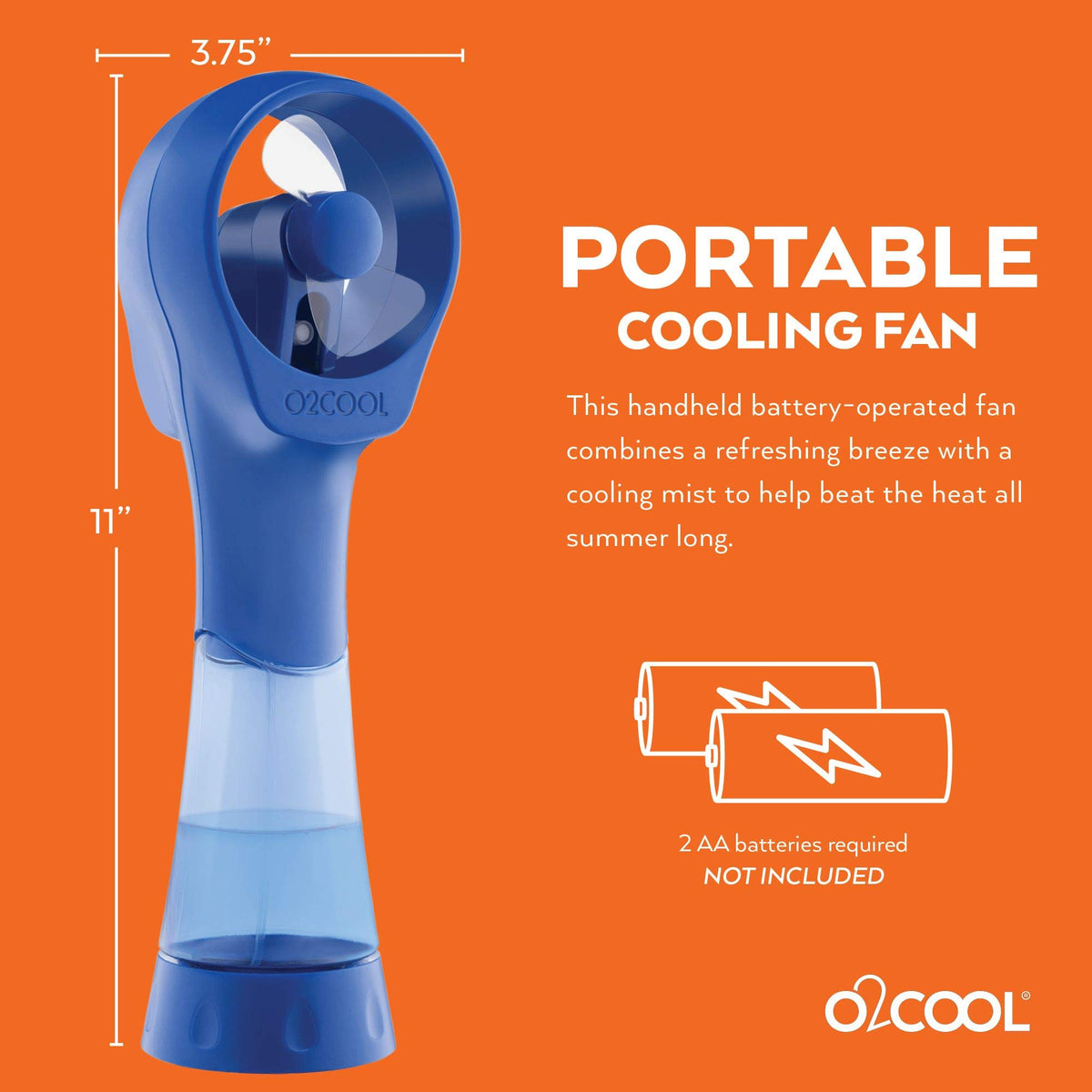 Two-pack of O2COOL Elite blue misting fans for sharing or gifting.