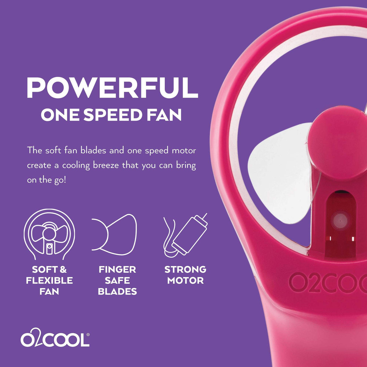 O2COOL Elite Raspberry battery compartment detail for portability