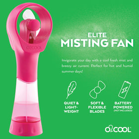 O2COOL Elite misting fan Raspberry in use for outdoor cooling