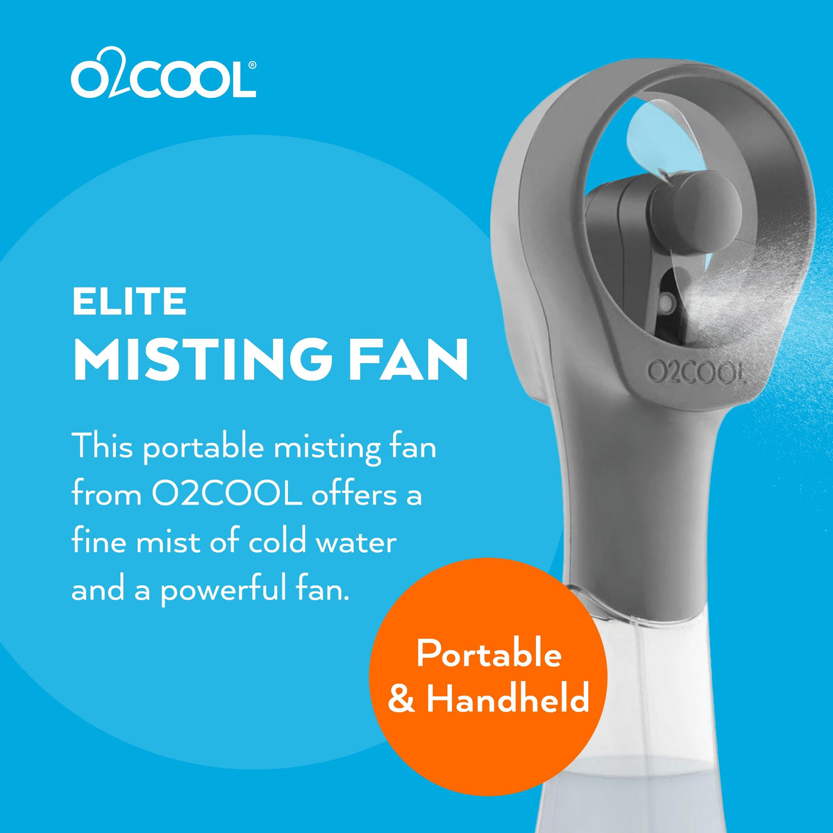 O2COOL Elite Water Misting Fan with ice-mist cap for cooler mist