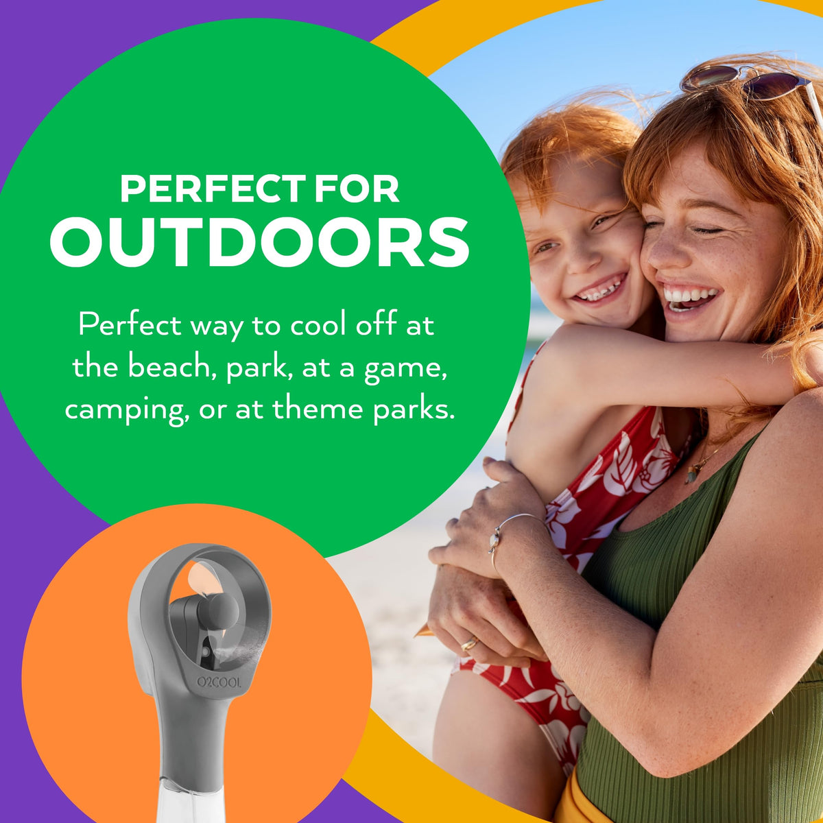 O2COOL Elite Water Misting Fan ideal for outdoor activities