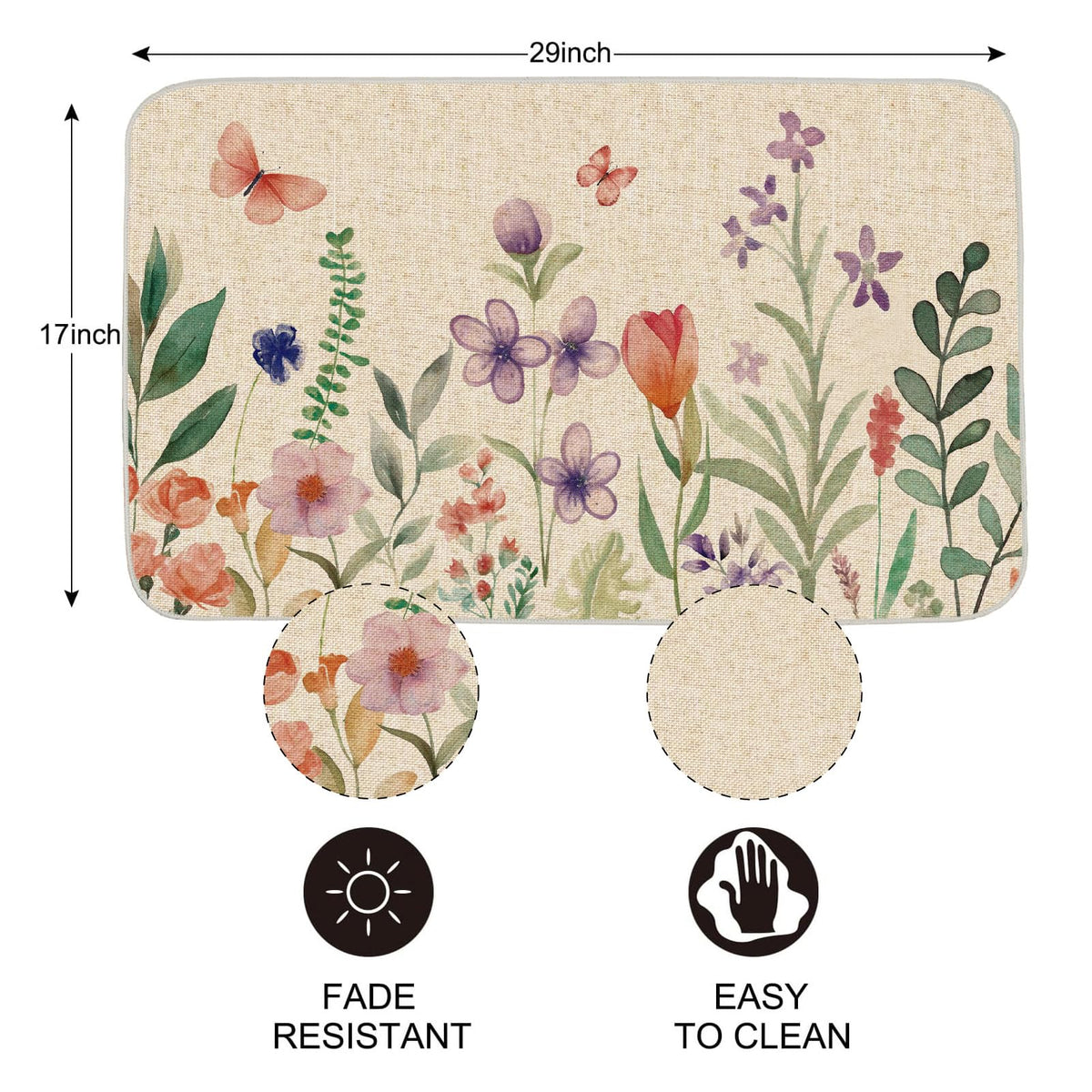 OAEND welcome mat with floral design suits year-round home decor.