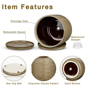 Oairse ceramic pot large 4.7x6.1 opening ideal for bigger greens.