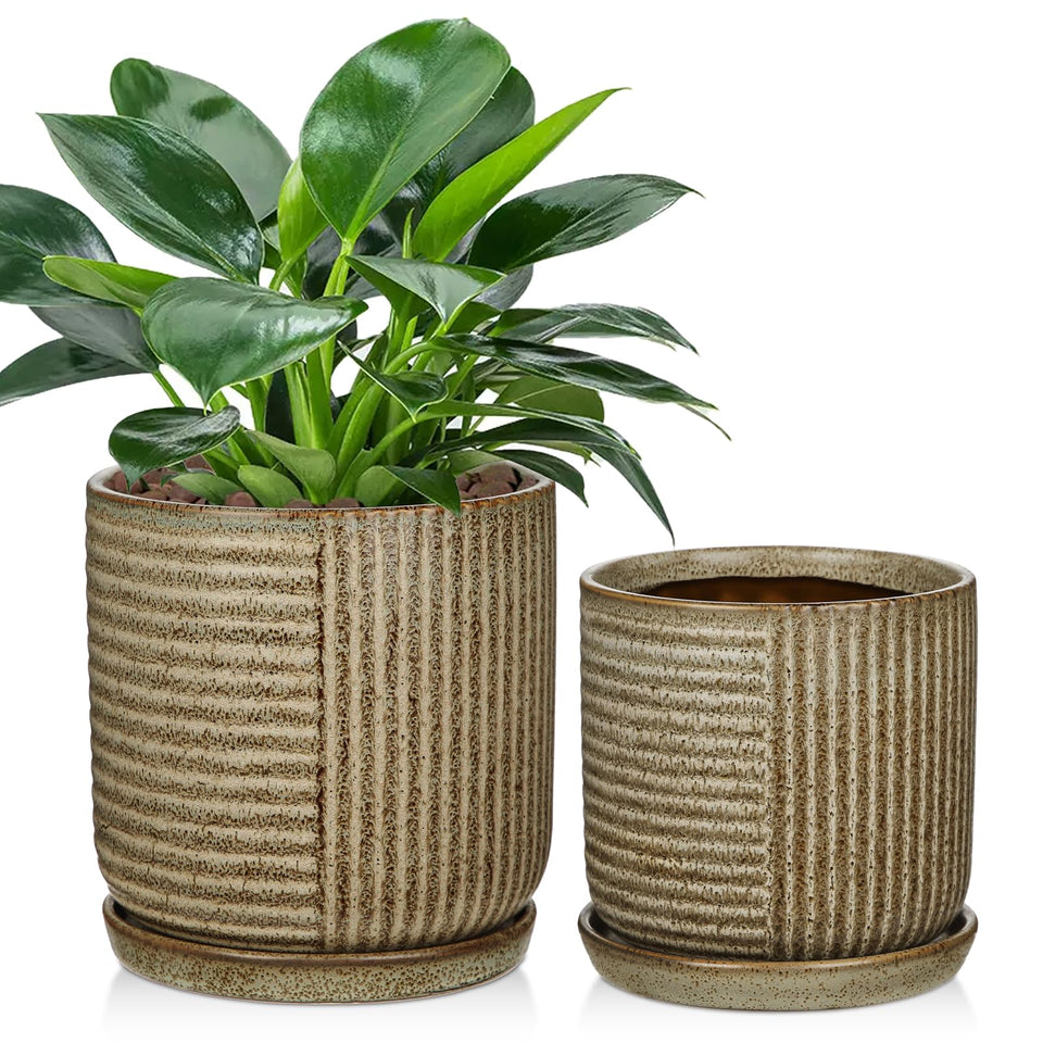 Oairse ceramic pot small 3.7x4.5 opening with rustic glaze for compact plants.