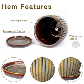 Oairse textured glaze ceramic planter adds visual interest to any room.