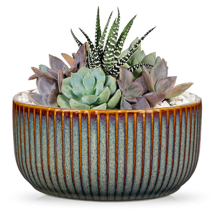 Oairse sage green 6inch ceramic pot with drainage hole for healthy root moisture control