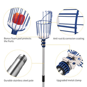 Oak Leaf Fruit Picker adjustable length reaches up to 20 feet.