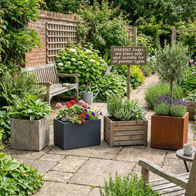 OAKENZ square planter liner maintains soil moisture for healthier plant growth.