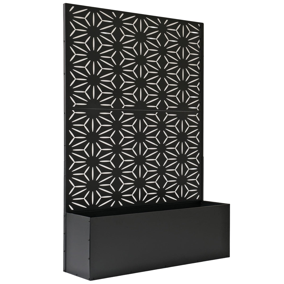 Oakland Living privacy screen in black provides stylish outdoor seclusion.