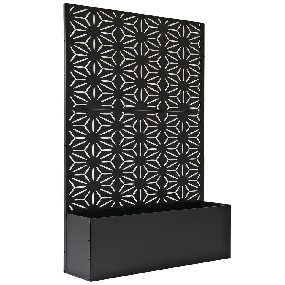 Oakland Living privacy screen in black provides stylish outdoor seclusion.