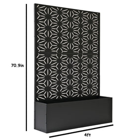 Oakland Living privacy screen with integrated flower box adds greenery.