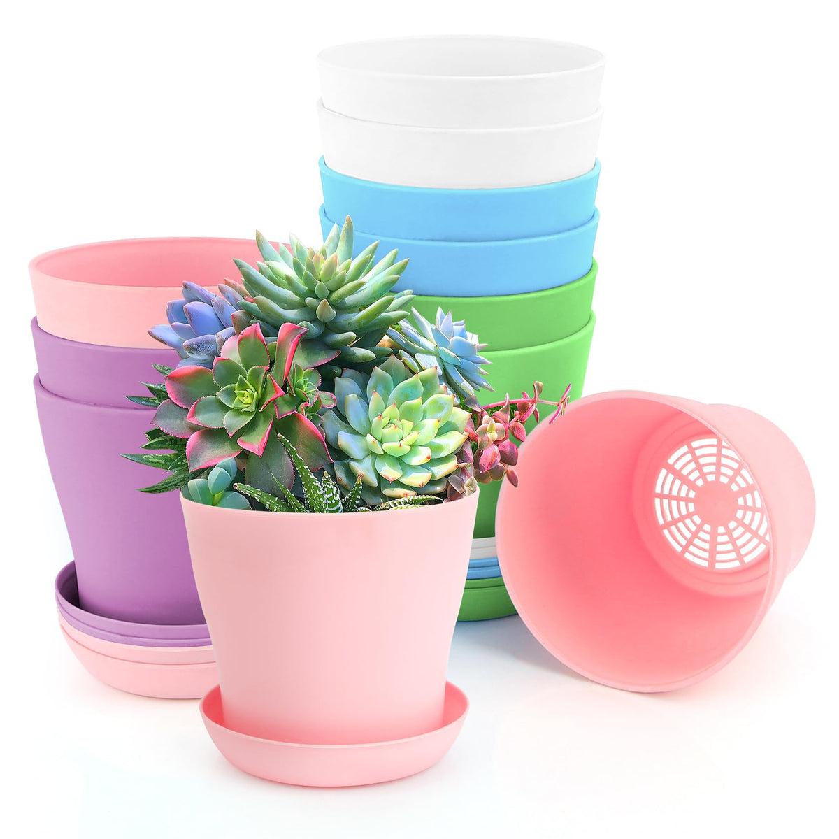 OALCQ 4-inch plant pots set for indoor display and succulents.
