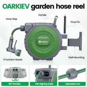 OARKIEV 180-degree swivel bracket for flexible hose access.