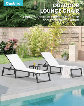 Oasbira aluminum chaise all-weather materials withstand sun and rain